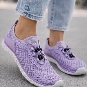 Women’s Water Shoes Quick Dry Slip-On Aqua Sneakers Purple Mesh Size 36
